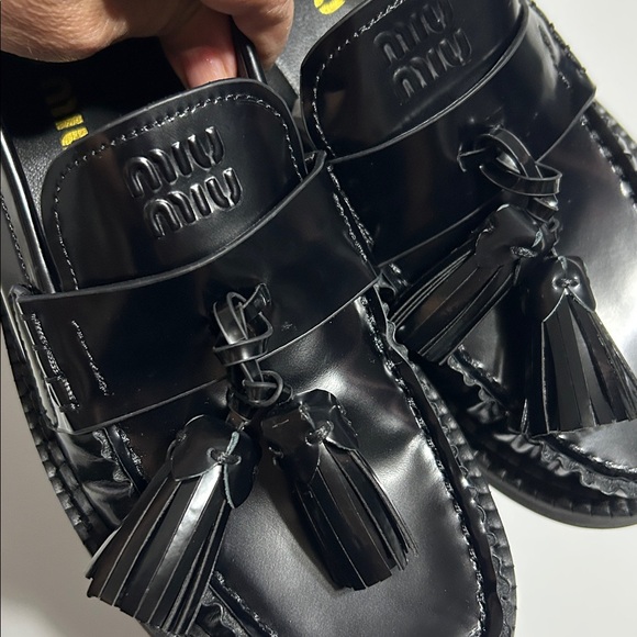 Miu Miu Polished Leather Tassel Loafers - Picture 8 of 10